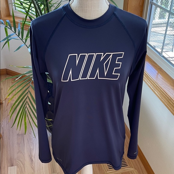Nike Navy Long Sleeve DryFit Swim Top - Picture 1 of 9